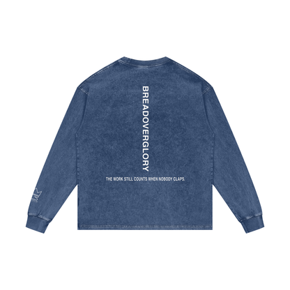 No Applause Required Acid Wash Oversize Long Sleeve T-Shirt