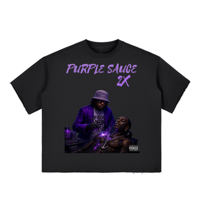 Purple Sauce 2x Boxy Raw-Edge T-Shirt