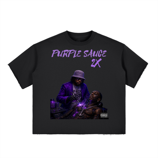 Purple Sauce 2x Boxy Raw-Edge T-Shirt