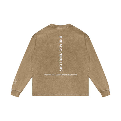 No Applause Required Acid Wash Oversize Long Sleeve T-Shirt