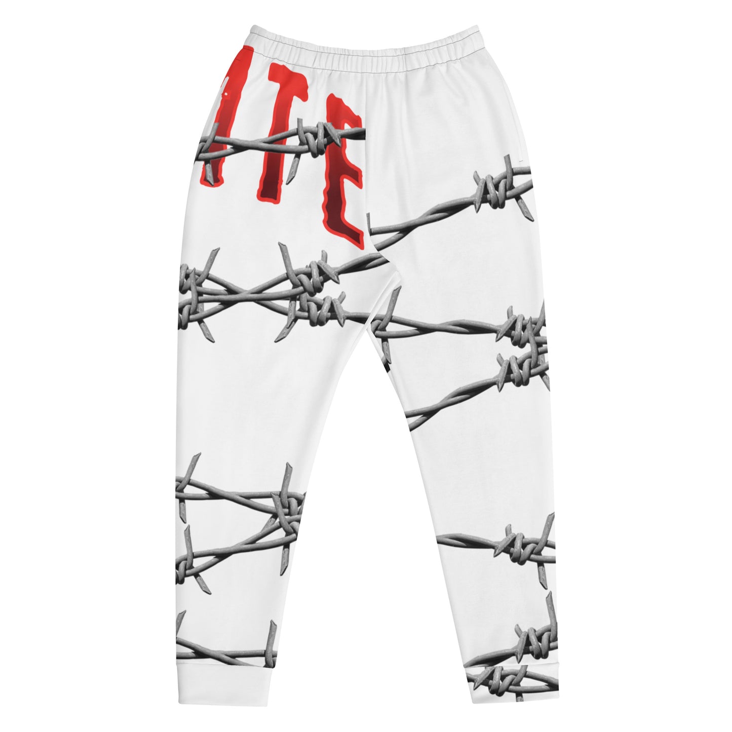 Men's White "IRATE" Joggers